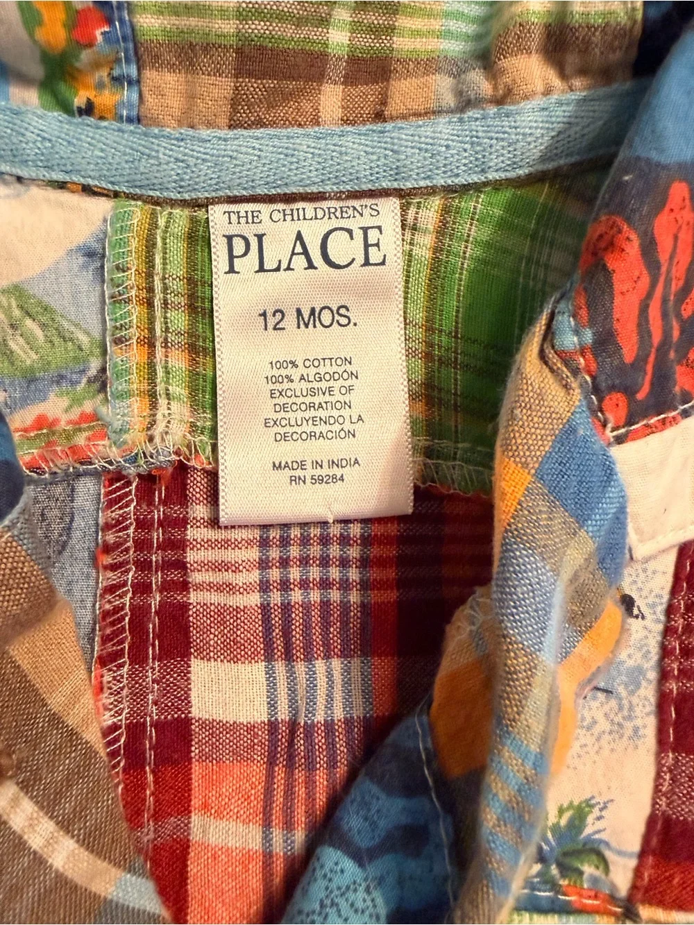 Vintage The Children's Place Multi-Color Patchwork Short Sleeve Shirt